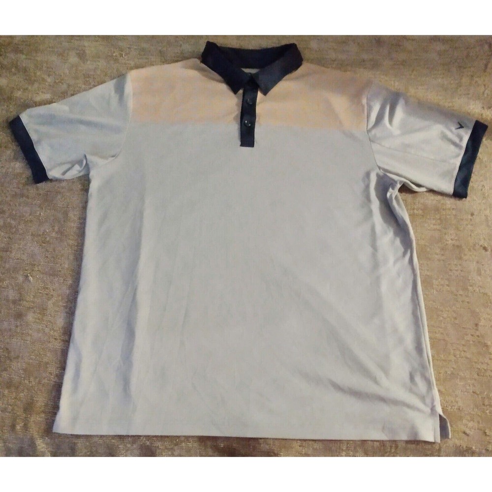 Callaway Opti-Dri Polo Men XXL Blue Navy Orange Gray Golf Shirt Diamond Stretch